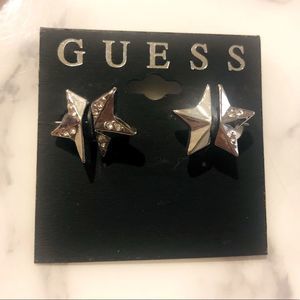 NWT Guess? Silver star post earrings